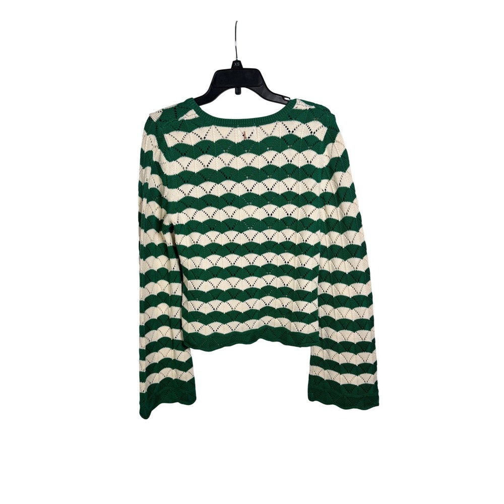 MISA LOS ANGELES Womens Green Cream Chevron Knit Cardigan Sweater Size XL - Picture 6 of 10
